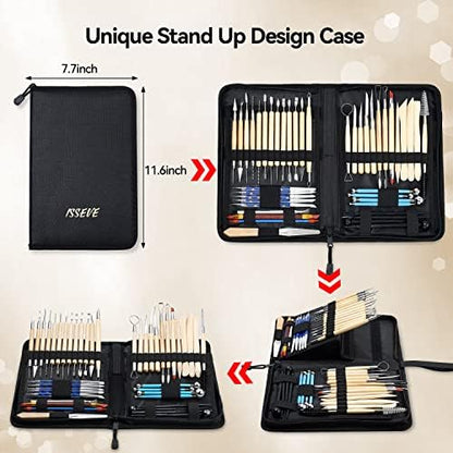 ISSEVE 43Pcs Pottery Clay Sculpting Tools Set with Stand-Up Organizer Bag - Image 2