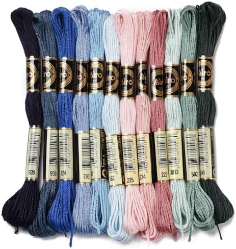 12 Skeins 105 Yards 6 Ply Embroidery Thread Floss Variegated Thread Dark Blue Green Cross Stitch Friendship Bracelet String for Jewelry Making Bracelet Knitting Stitching DIY Craft Supplies by CABODYALS