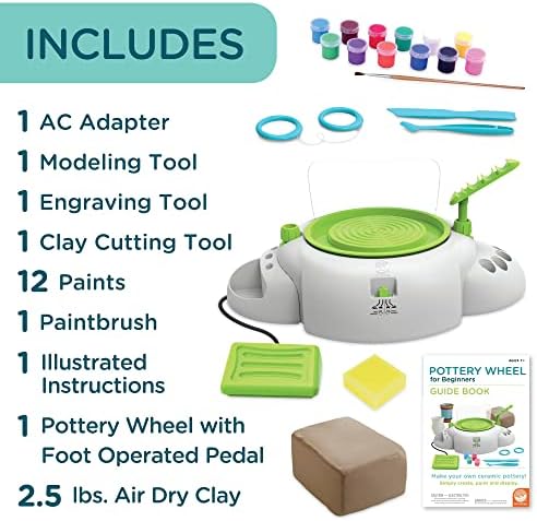 MindWare Pottery Wheel for Beginners – Kids Pottery Kit with Air-Dry Clay, Tools, and Paints, Creative Arts and Crafts Toy for Ages 7 and Up - Image 3