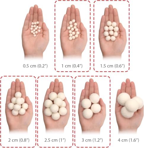 Glaciart One Wool Felt Balls, Felt Ball (110 Pieces) Mixed Sizes from 1 to 3 Centimeters, Handmade Felted Pure White Color - Bulk Small Puff for Felting and Garland - Image 2