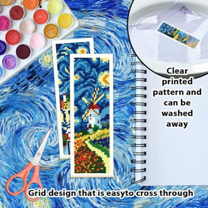 ORIGACH 6 Set Starry Night & Landscape Cross Stitch Bookmark Kit - Image 3