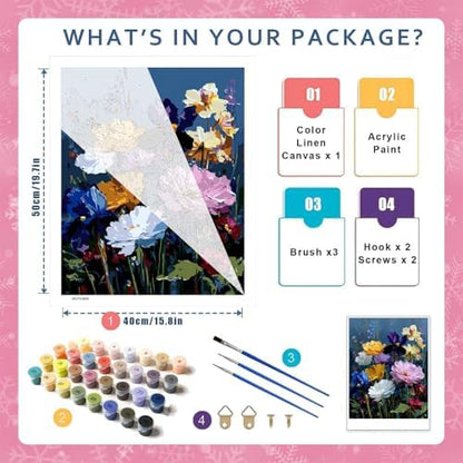 Flowers Paint by Numbers Kit for Adults 16x20 Inch Frameless Wildflowers - Image 2