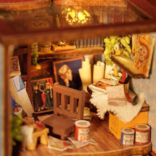 MAGQOO DIY Miniature Dollhouse Kit with Furniture 1:100 Scale Creative Room Mini Wooden Doll House Accessories DIY Miniature House Kit(Lunas Apartment) - Image 7