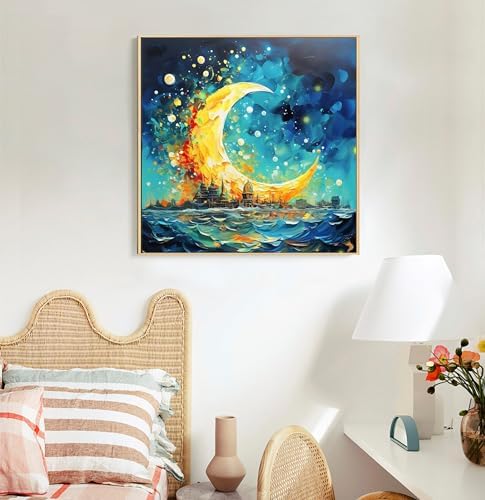 Offito Framed Paint by Numbers Kit for Adults Beginners, Sea and Moon - Image 3