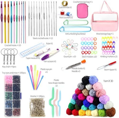 Crochet Kit for Beginners, 336Pcs Crochet Kits with 30 Colors Yarn Set - Image 2