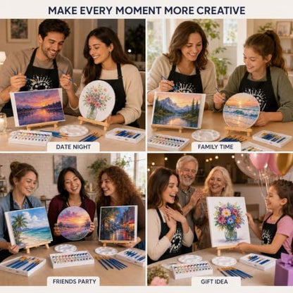 Hdviai Sip and Paint Kit for Couples, 56-Piece Set with Easels and Canvas - Image 7