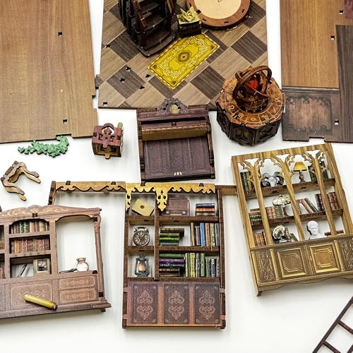 Book Nook Kit DIY Miniature House 3D Wooden Puzzle - Myriad Books House - Image 7