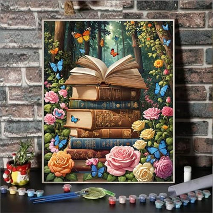 Wildflower Paint by Numbers Kit for Adults Beginners Colorful Blooming Flowers Painting by Number Kits on Canvas DIY Oil Painting Floral Plant for Book Lover Gifts Home Wall Decor 16x20 Inch - Image 2