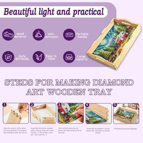DIY Diamond Painting Wooden Serving Tray Kit, Adult Craft Gem Art Tray with Handles, Multipurpose Fruit Snack Platter for After-Work Chat & Home Decor (Camping, 7.8×11.8in) - Image 3
