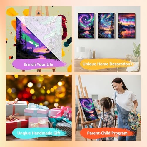 Mandun Aurora Paint by Numbers Kit for Adults, 3 Pack, 7.8x11.8 inch - Image 7