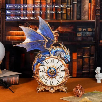 3D Puzzles for Adults, Blue Dragon Wall Clock 3D Wooden Puzzles Clock Kits for DIY Birthday Gift for Women Men Home Decor Holiday Christmas - Image 6