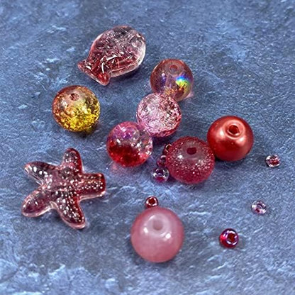 Assorted Glass Resin Beads Multi Size Colors Smooth Cracked Gravel Millet Spacer Beads for Bracelets Necklace Earring DIY Jewelry Making Craft(Rouge Red Series) - Image 3