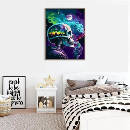 pchmcu DIY Skull Paint by Numbers Kits for Adults,Paint by Number for Adults Beginner Moon,Skeleton Paint by Numbers Kits on Canvas Without Frame for Home Wall Decor 16x20inch - Image 3