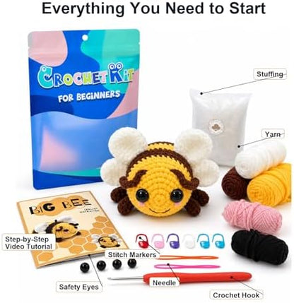 Kovarela Crochet Kit for Beginners, Cute Bee Amigurumi with Video Tutorials - Image 3