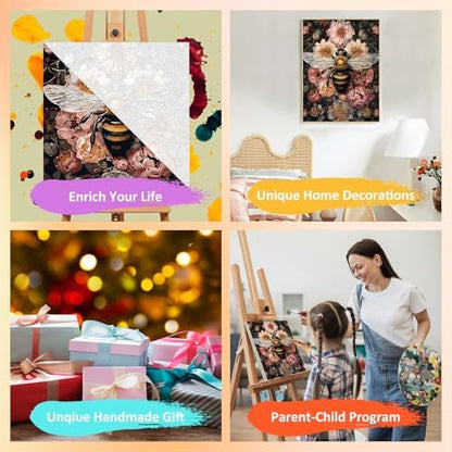 Framed Paint by Numbers Kit for Adults with Wooden Easel, Bee, 16x20 inch - Image 7