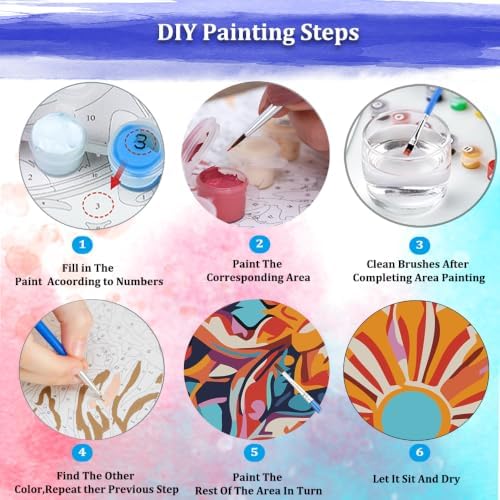 JUJUHOOD Mandala Flower Paint by Numbers Kit for Adults Beginner & Kids Ages 8-12,Abstract Paint by Number Without Easel, Acylic Paint by Numbers for Gift Home Wall Decor 10x10Inch - Image 5