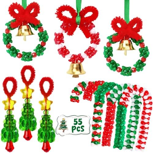 Christmas Crafts for Adults,55 Sets Christmas Beaded Ornament Kit by AWHETIE