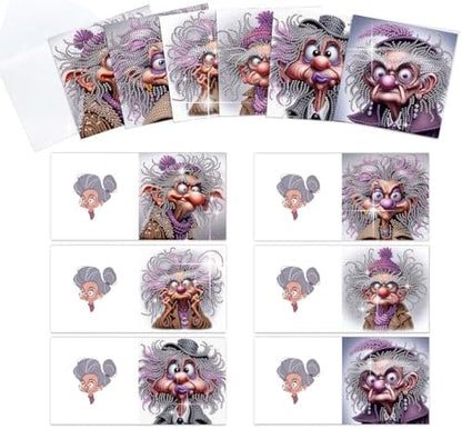 6pcs Diamond Painting Greeting Card with envelopes, DIY Crazy Old Man Diamond Art Greeting Card for Blessing and Wish Special Shaped Arts Crafts for Christmas Birthday Thanksgiving Day Holiday by MVVMTOP