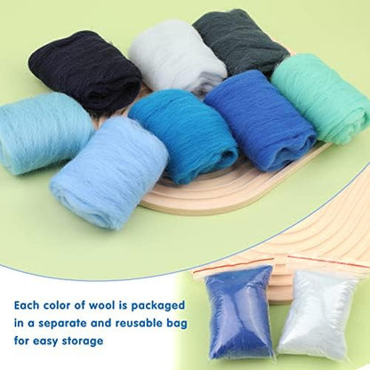 Wonvoc Needle Felting Wool 80 g, 8 Colors Wool Roving for Needle Felting - Image 3