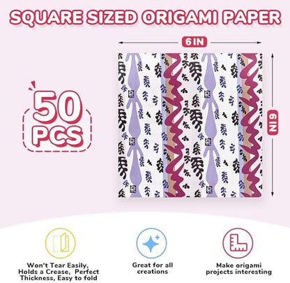 JoyCat Modern Art Patterned Origami Paper, 50 Double-Sided Sheets, 6x6 Inch - Image 7