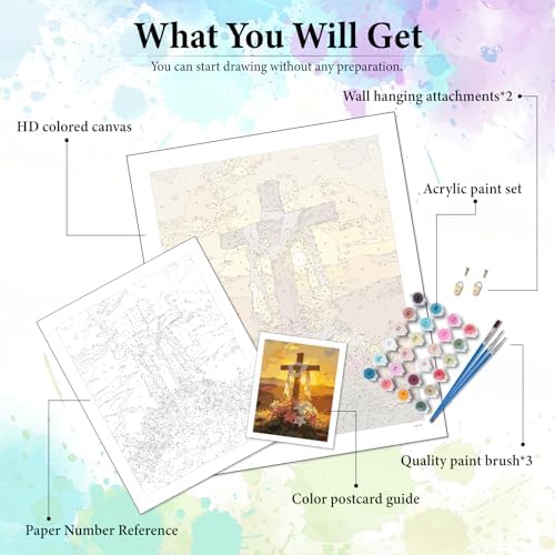 Dawnsphere Cross Paint by Numbers Kit for Adults Without Frame 16x20 in - Image 4
