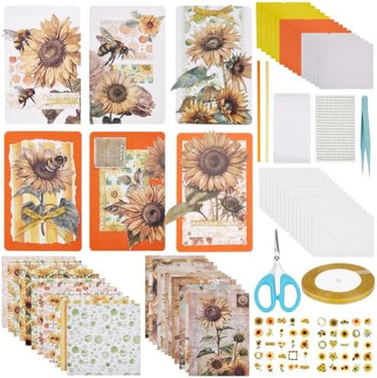 WEBEEDY 15 Sets DIY Greeting Card Kit Handmade DIY Card Making Kits Includes 15 Blank Cards 15 Envelopes for DIY Craft,Sunflower Thank You Cards Making for Christmas Birthday Wedding Invitation by WEBEEDY