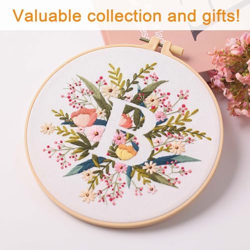 Harimau Letter B Pattern Embroidery Kit for Adult Beginners, Complete Starter Pack with 1 Hoop, Needles, Instruction Guide & Embroidery Stitch Video Tutorials - Image 5