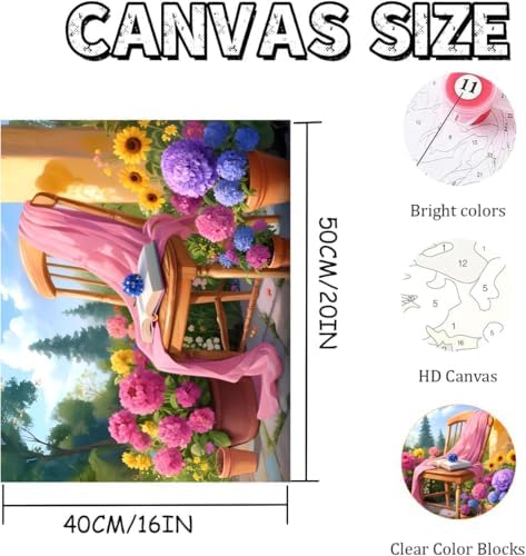 AOSGEDY Paint by Numbers Kit for Adults Beginners, Scenery Adult Paint by Numbers on Canvas, Garden Easy Paint by Numbers Kits, DIY Acrylic Oil Painting Crafts for Home Wall Decor (16x20 Inch) - Image 6