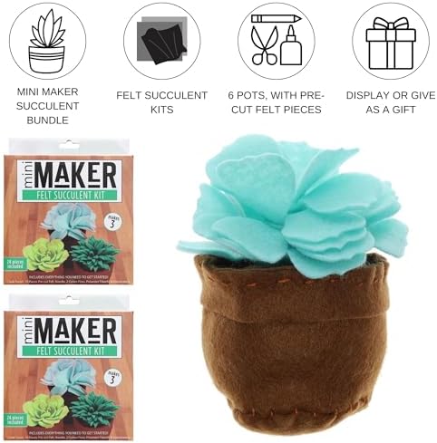 Essentials By Leisure Arts Felt Kit Mini Maker Succulent Green 2 Pc Needle Felt Kit with Supplies Included to Create Adorable Succulents! Perfect Felting Kits for Beginners Adult Craft - Image 2