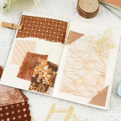 50 Sheets Brown Textured Scrapbook Paper Assorted Set - Image 5