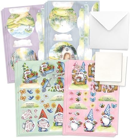 Katy Sue Garden Gnomes Die-Cut Pop-Up Card Making Kit for Adults. Makes 12 Cards & Contains Gnome/Gonk Die-Cut Decoupage Paper Sheets, Supports, Envelopes & Foam Pads for Card Making Supplies - Image 3