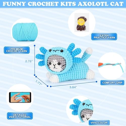 Crochet Kit for Beginners, Axolotl Beginner Crochet Kit for Adults Kid - Image 2