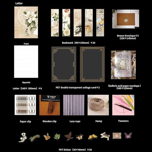 251Pcs Vintage Scrapbook Supplies Pack Kit for Junk Journal Bullet Aesthetic Paper Stickers Stuff Journaling Planners Diary Botanical Collage - Image 4