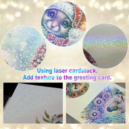 AiYuanzsh 6 Pack Diamond Art Greeting Card Kits with Envelopes, Special Shaped Diamond Painting Cards, DIY Rhinestone Diamond Art Cards for Birthday Christmas Holiday (Elephant and Dandelion) - Image 7