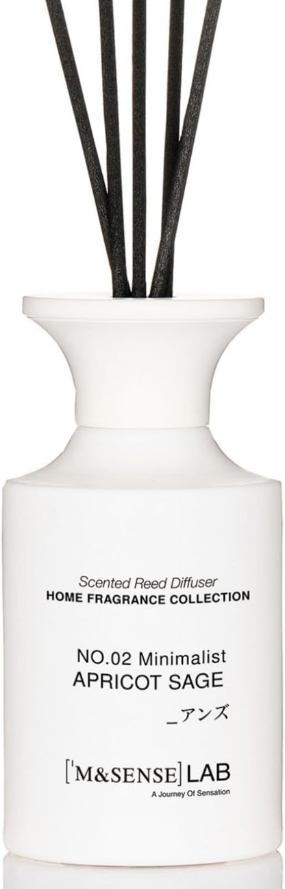 M&SENSE Reed Diffuser Set, 10.14 fl oz Large Reed Diffuser, Apricot Sage Scented with Natural Essential Oils, Long Lasting with 7 Sticks, Non-Toxic Home Fragrance Reed Diffuser for Bedroom, Bathroom
