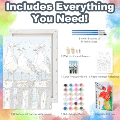 Kalonyth Seagull Framed Paint by Numbers Kit for Adults Beginner 8x12 inch - Image 5