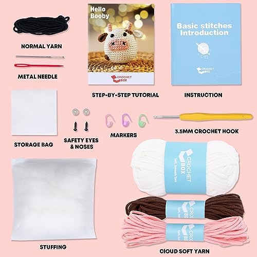 CrochetBox Cow Complete Crochet Kit for Beginners, Easy Craft for Adults - Image 3