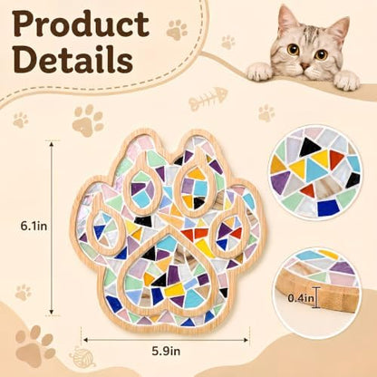 luperasol 6PCS DIY Cat Paw Mosaic Tiles, Mixed Color Mosaic Coaster Kit - Image 2