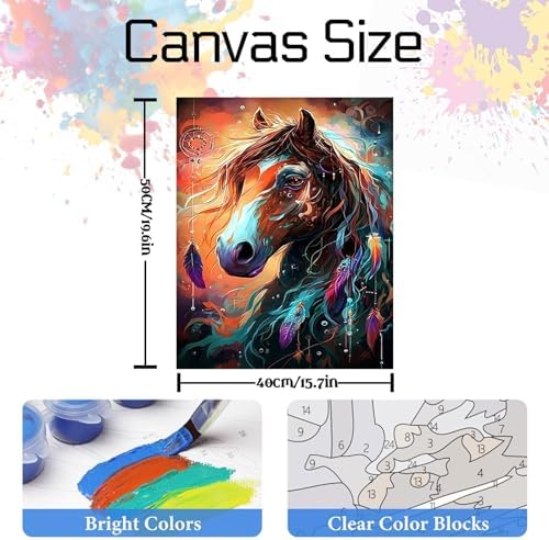 NDNXYXGS Paint by Numbers Kits for Adults,Animals DIY Painting Kit on Canvas,Horse Color by Numbers,Large Adult Paint by Number for Wall Decor and Gifts (Horse) - Image 3