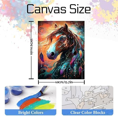 NDNXYXGS Paint by Numbers Kits for Adults,Animals DIY Painting Kit on Canvas,Horse Color by Numbers,Large Adult Paint by Number for Wall Decor and Gifts (Horse) - Image 3