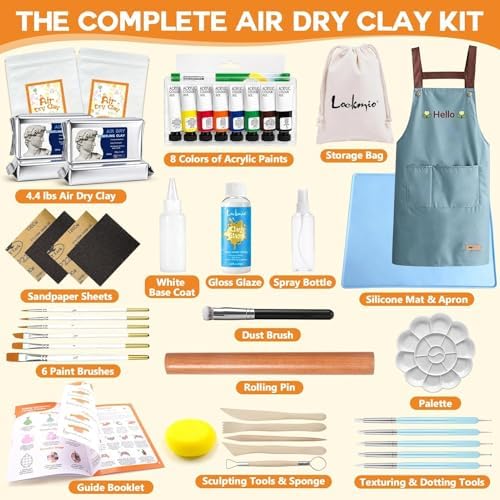 41PCS Pottery Kit for Beginners, 4.4LBS Air Dry Clay for Adults, Guide Book - Image 3