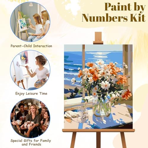 NKVNKV Paint by Numbers Kit for Adults Beginners - Floral Series, DIY Flower Canvas for Panting Kits for Gift and Wall Room Decoration 16x20 Inch (Without Frame) - Image 7