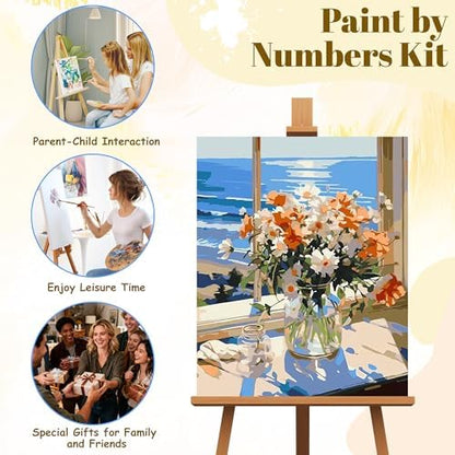 NKVNKV Paint by Numbers Kit for Adults Beginners - Floral Series, DIY Flower Canvas for Panting Kits for Gift and Wall Room Decoration 16x20 Inch (Without Frame) - Image 7