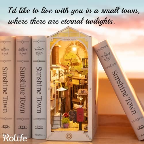 Rolife LED Book Nook Kit-Decorative Bookend Stand-3D Wooden Puzzle for Adults-Bookshelf Insert Booknook-Room Decor for Teen Girls Boys Women Men - Image 2