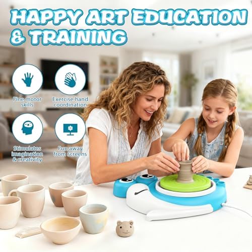 DCVREDF Pottery Wheel for Kids with 3 Clay Kits & Painting - Image 3