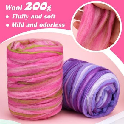 7.02 oz Colored Wool Roving Felting Wool Bulk Needle Felting - Image 3
