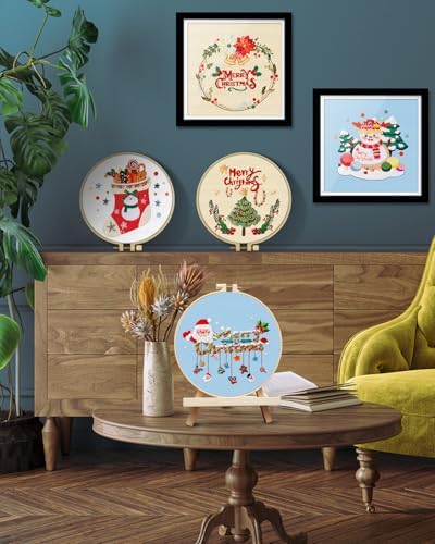 TINDTOP Christmas Embroidery Kit for Adult, 5 Pack Embroidery DIY Starter Kit, with Stamped Patterns, Hoop, Tools, Colorful Threads with Needles, Instructions - Image 5