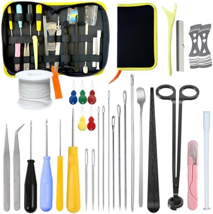 31PCS Wick Kits for Candle Making Wicks Inserting Nursing with Storage Bag Large Hole Needles for Silicone Candle Mold Hook Eye Punch Needle,7in Wicks Trimmer & Dipper,Wick Roll 200 Ft ect by Nimozekd