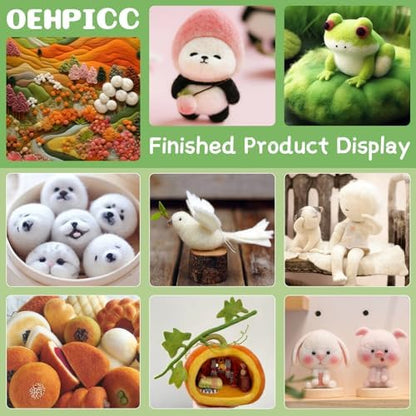 OEHPICC 128 Pcs Needle Felting Tool Kit, 6×6 Inch Wool Felting Pad - Image 6