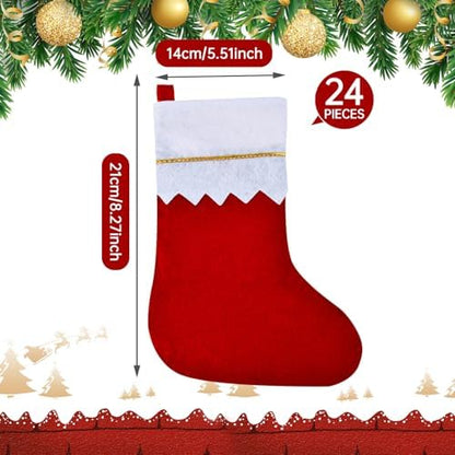Skylety 24 Pcs Red Christmas Stockings Bulk Felt Hanging Ornaments - Image 2